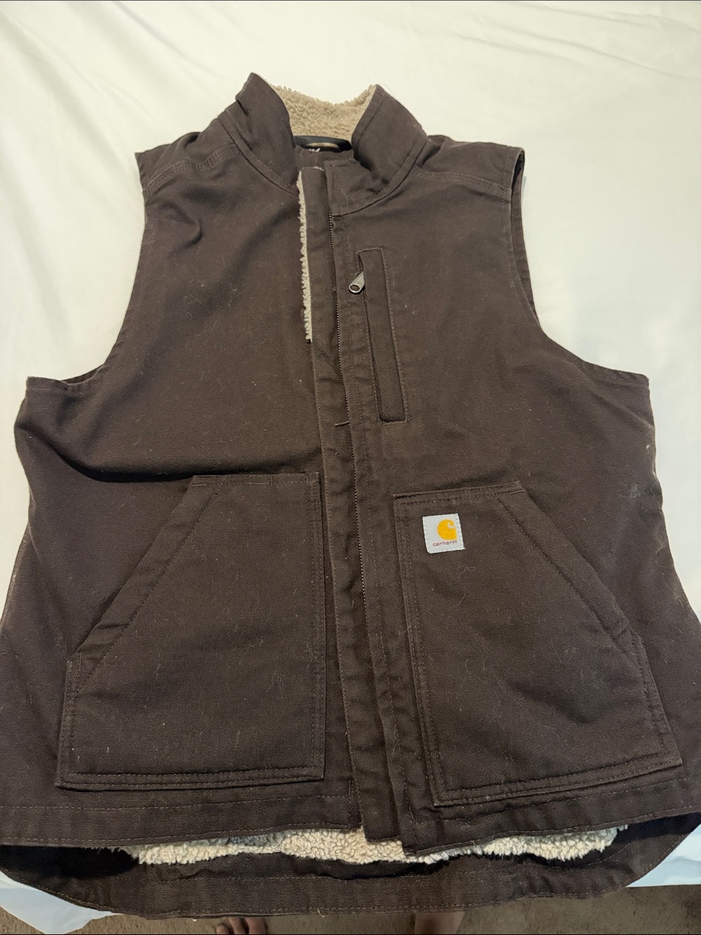 Carhartt Kids Dark Brown Sherpa-Lined Work Vest